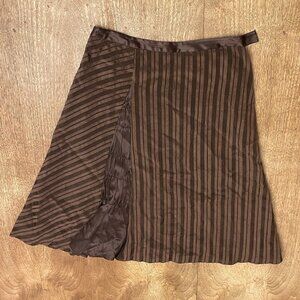 J. Jill Flare Skirt Womens Brown Brocade w/ Tiered Satin Dart Sz 6